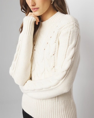 Cabled Mock Neck Pullover Sweater | White House Black Market Cabled Mock Neck Pullover Sweater | White House Black Market